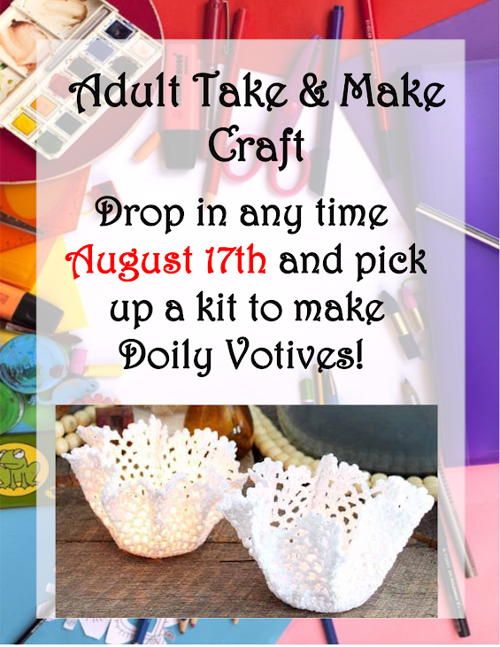 Adult take & make craft bag giveaway – doily votives August 17