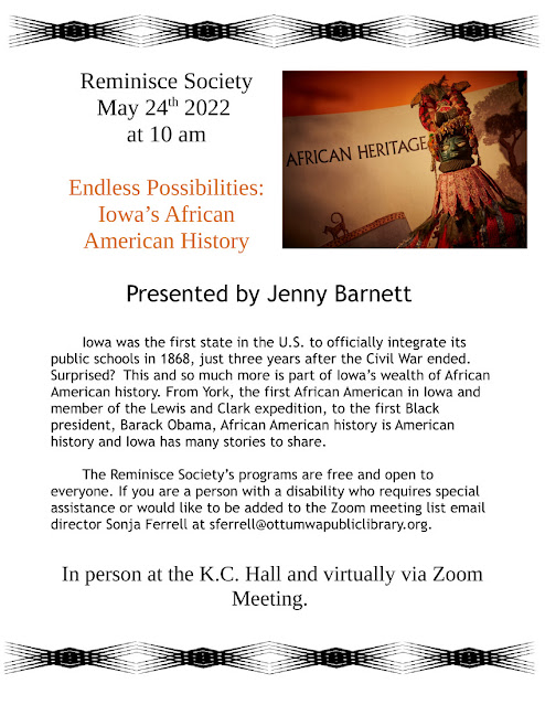 Reminisce – May 24, 2022 Jenny Barnett and the African American History Museum of Iowa