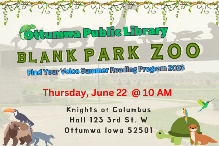 Blank Park Zoo Program Ottumwa Public Library