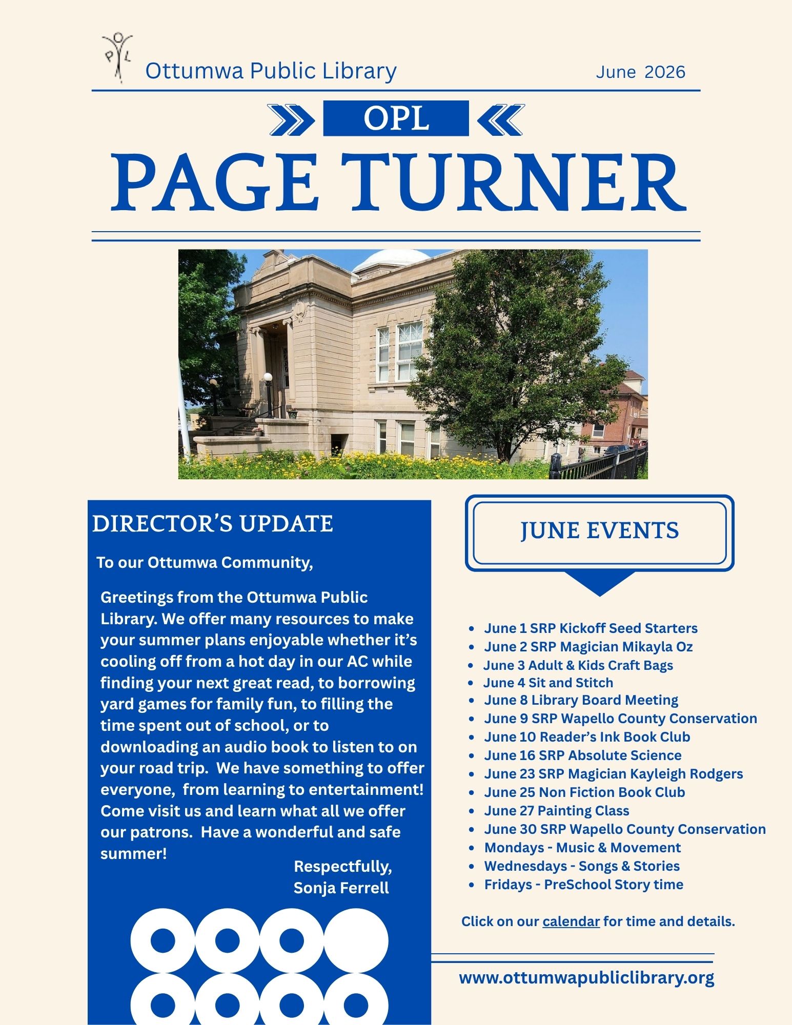 June Newsletter- OPL Page Turner
