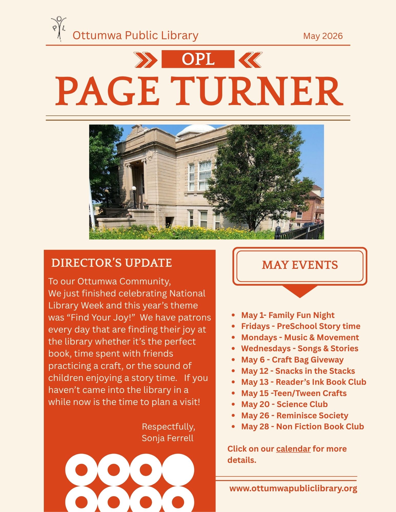 May Newsletter- OPL Page Turner