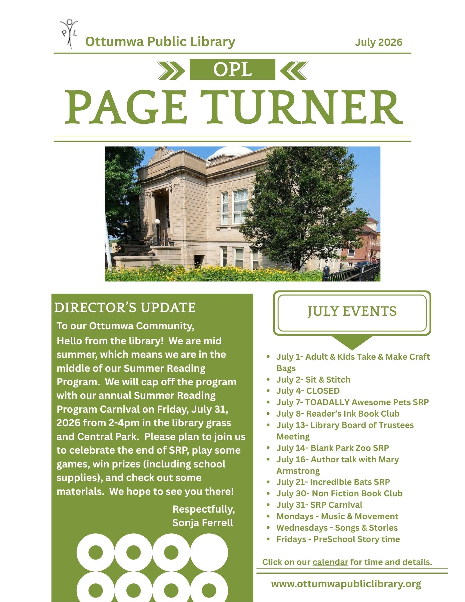 July Newsletter- OPL Page Turner