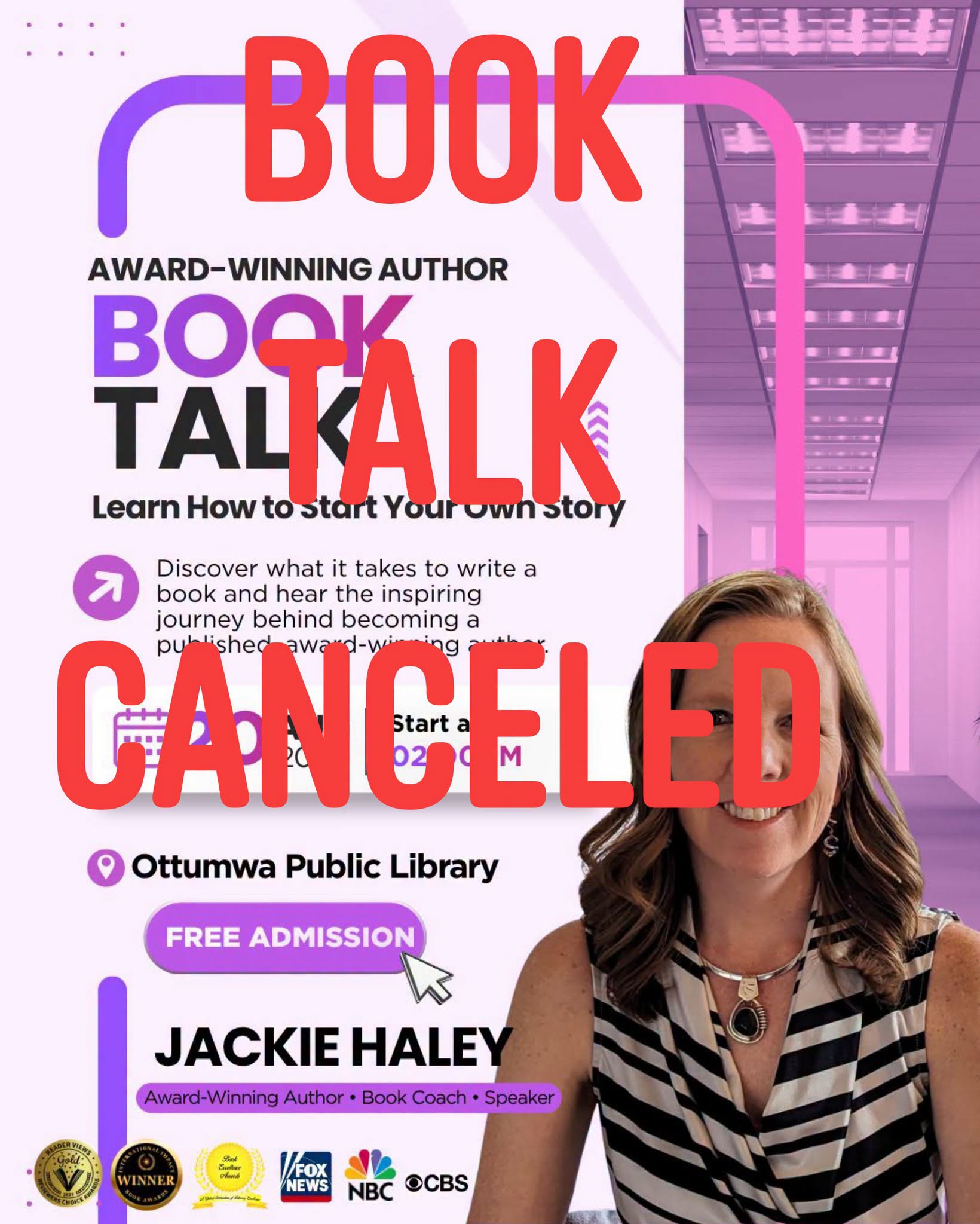 Book Talk Canceled